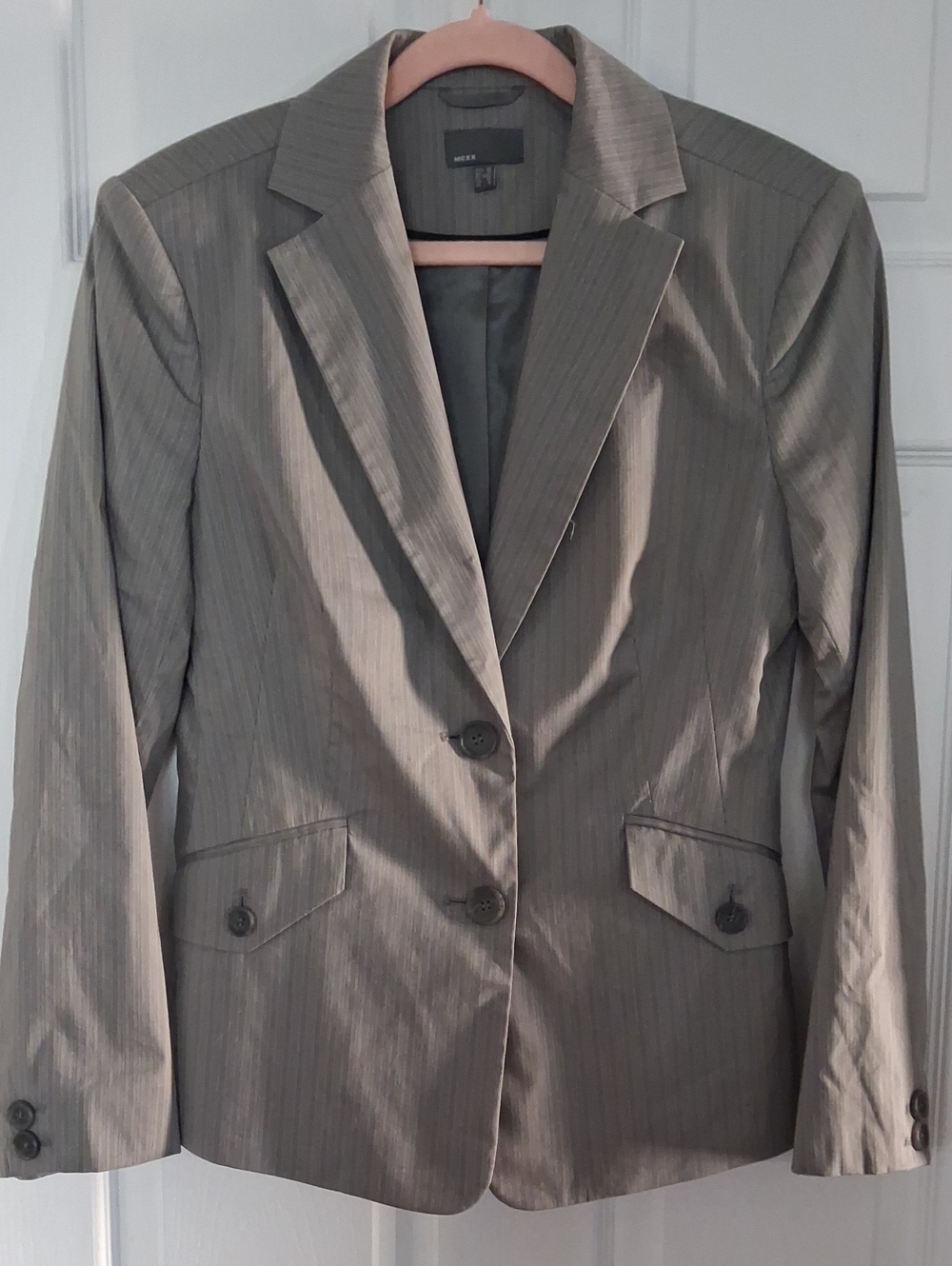 Mexx Women's Pinstripe Blazer in Light Gray